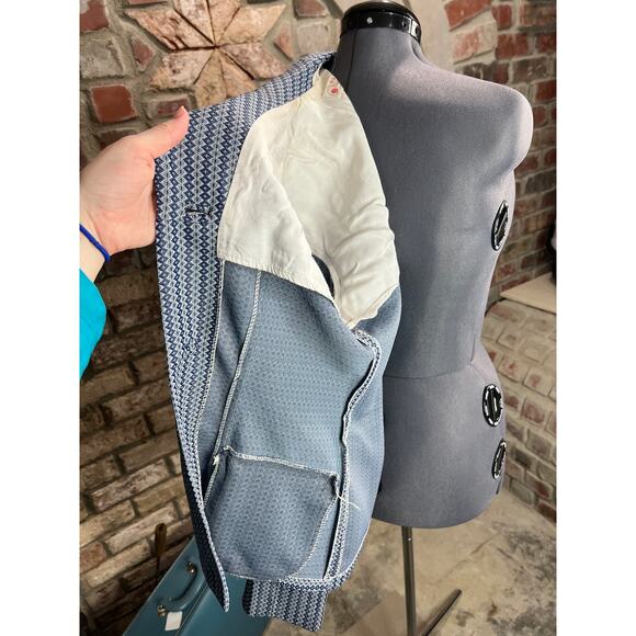 blazer blue geometric double knit polyester blue - Picture 11 of 14